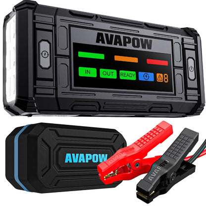 AVAPOW TJ18 5000A Battery Jump Starter Portable with 4" HD Display PD 18W Fast Charging,12V Jump Box, Car Battery Jump Starter for 8.0L Gas & Diesel Engines