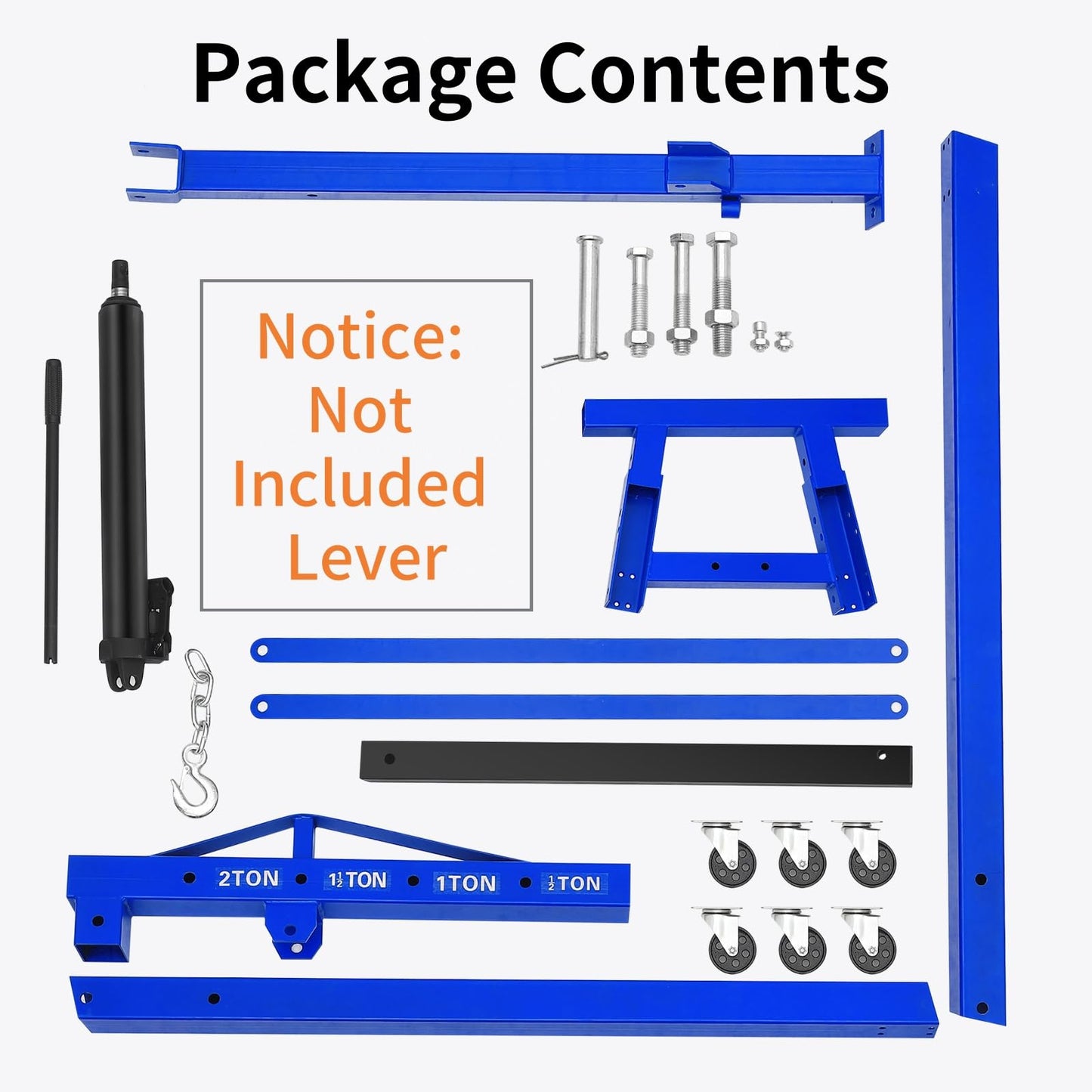 2 Ton Folding Hydraulic Engine Hoist - Cherry Picker Shop Crane, 4400 Lbs Hydraulic Engine Lift with Telescopic Boom, 6 Casters for Garage, Workshop, Auto-Repair, Heavy Duty, Easy Mobility, Blue