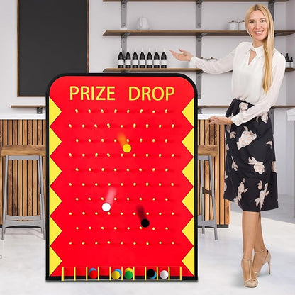 Blosssound 41.3 x 29.5 Extra Large Prize Drop Board Game Family Foldable Wood Disk Drop Game with 24 Colored Wooden Discs for Party Show Carnival Activity(Casino Style)