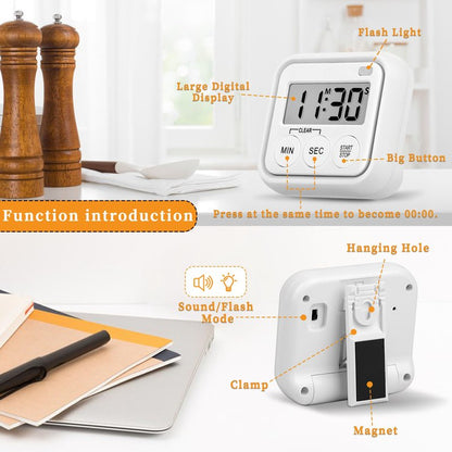 Timer, Kitchen Timers for Cooking Classroom Timer for Kids Teachers Digital Magnetic Timers 2 Pack, White