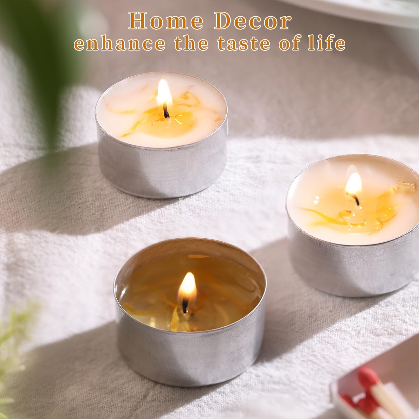 16 Pcs Vanilla Scented Tealight Candles, 6H Long Burning - 100% Palm Wax Based Scented Tea Lights with Dried Flowers, Non-Toxic/Smokeless Tea Lights Candles Bulk for Spa, Bath, Wedding