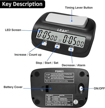 LEAP Chess Clock Digital Chess Timer Professional Chess Clock Timer with Time Bonus and Delay Features Great for Chess I-Go Upgraded Model