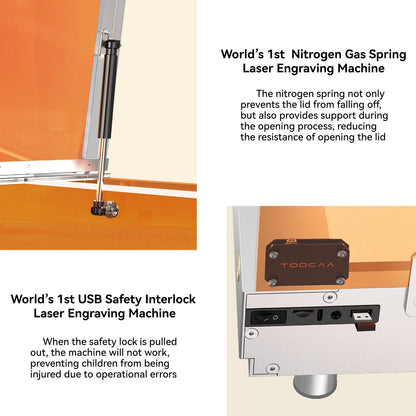 TOOCAA Laser Engraver 20w with 5 in 1 Rotary Roller Set,Smart Camera,Air Assist,Honeycomb Panel, 22" x 22" Bed Size,Safe Laser Engraving Cutting Machine Expert for Metal Tumblers Wood Acrylic