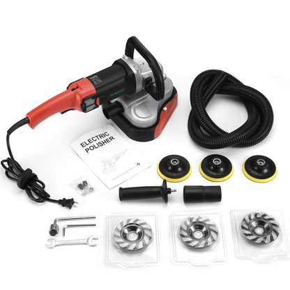 GLAUCUS 4" 3-Head Concrete Grinder, 2200W Electric Concrete Floor Grinder with 6-Speed Control, Diamond Grinding Machine for Concrete, Marble, Granite, Cement Floor Wall Ceiling Polishing (Red)