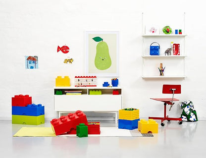 LEGO Storage Brick 8 - studs BLUE - Stackable Plastic Storage Box with Lid for Kids and Adults Ideal Desk Organizer and Toy Box - 12.1L Capacity