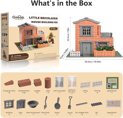 Mini House Building Kit for Kids Age 8+ - Block Building Toys with Real Mini Bricks STEM Creative Gifts for Boys Girls- DIY Tiny House Construction Set