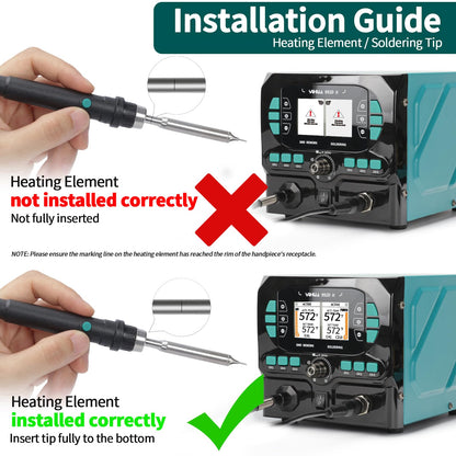 YIHUA 992D-II 2-IN-1 Precision Soldering Kit with Hot Air Pencil and C210 Soldering Iron, Precision Soldering Station with Dynamic LCD Display, Low-Wear Mode, 3 Preset Channels, 8 Hot Air Nozzles