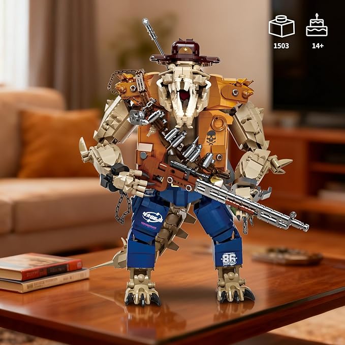 Cowboy Crocodile Building Set Articulated Head Compatible with Lego Adult Hands Feet &amp Jaw 1503 PCS Western Wild Creature Building Block Set for Adults &amp 14+