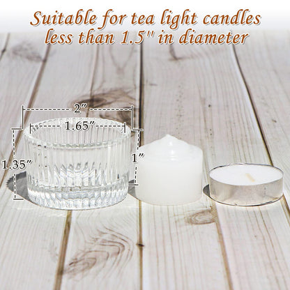 Lanttu Clear Tealight Candle Holder Set of 12, Small Votive Candle Holders for Wedding, Glass Tea Light Candles Holder for Party&Home Decor, Table Centerpiece (2''Dia*1.4''H)