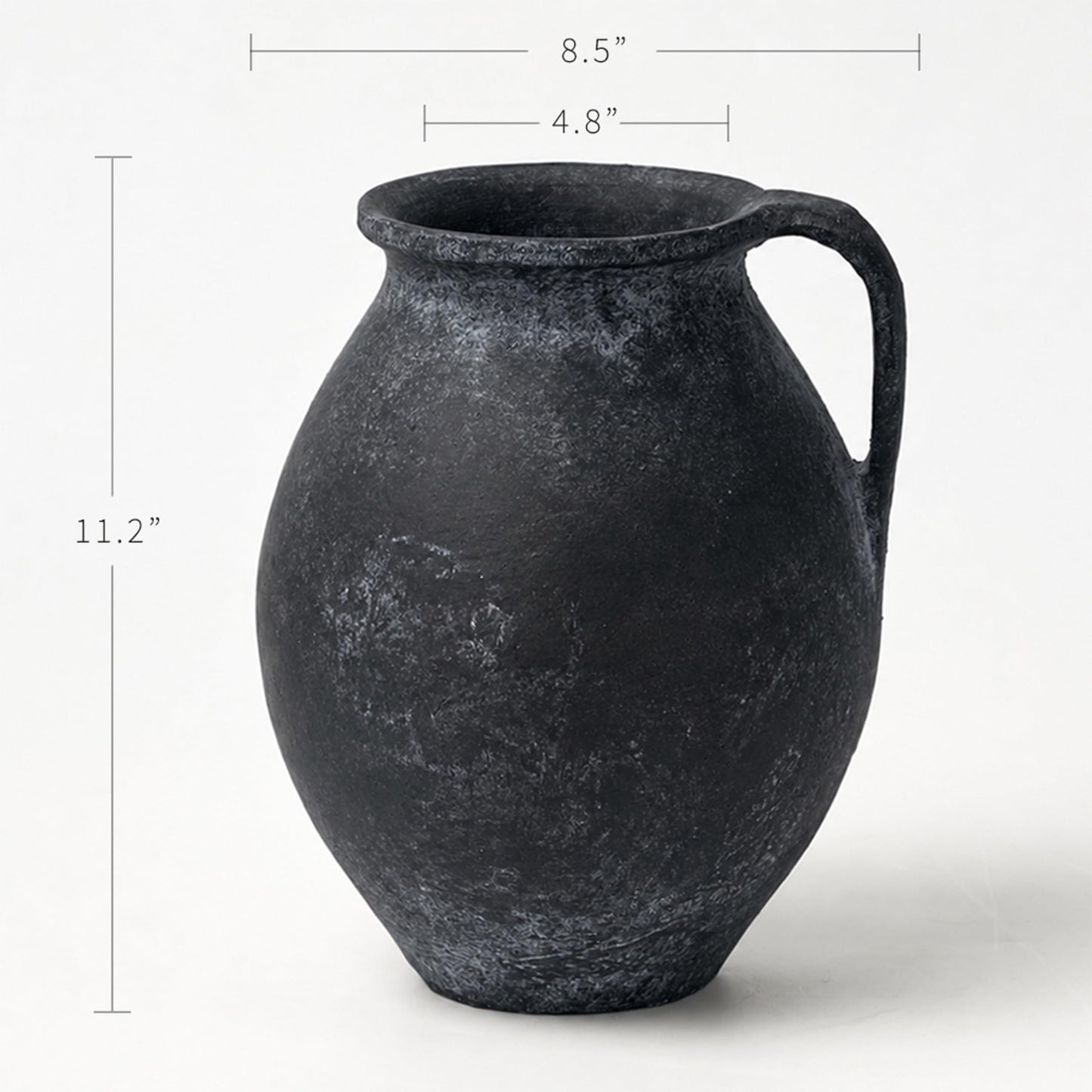LB2 Black Ceramic Large Vase, 11.2" Tall Zen Style Vase, Terra Cotta Pitcher, Distressed Farmhouse Decor, Pottery Decorative Flower for Home Decor (D - Black 11.2")