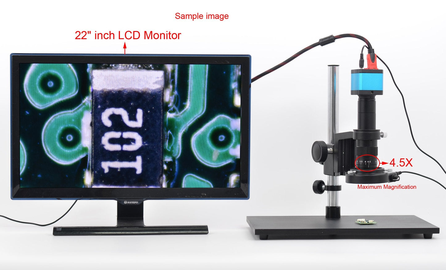 14MP HDMI Microscope Camera Remote Control Kit for Industry Lab PCB USB Output TF Card Video Recorder +180X C-Mount Lens + Big Stereo Stand +144 LED Light