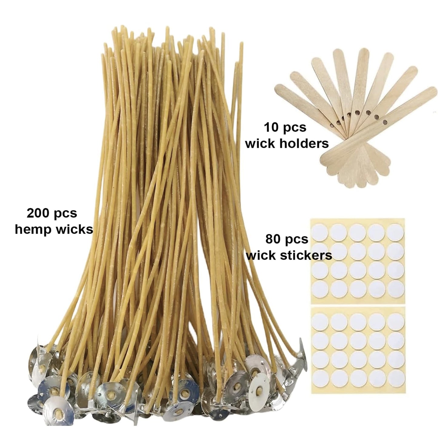 200 PCS 8 inch Hemp Candle Wicks kit, 2.5mm Beeswax Candle Wicks for DIY Bulk Natural Candle Wicks for Beeswax Candle Making Beeswax Wicks for Candles Organic Hemp Wicks for Candle Making
