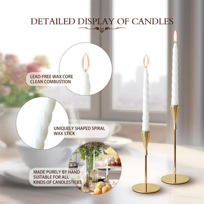 6PCS White Taper Candles Ideal as Dinner Candles - Smokeless and Unscented Taper Candles Long Burning Hand Poured Tall Candlesticks Ideal for Weddings, Dinner Parties, and Home Decor