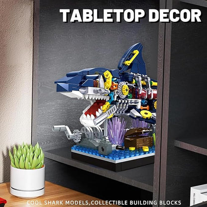 Shark Building Block Set Ocean Building Set Cool Mechanical Rotatable Shark Toys Birthday Creative Ideas Gifts for Adults (499 Pcs)