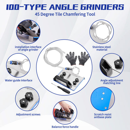 45 Degree Tile Chamfering Tool， Angle grinder stand for 45-degree chamfer cutting of ceramic tiles，It is applicable to the type 100 angle grinder and the angle can be adjusted.