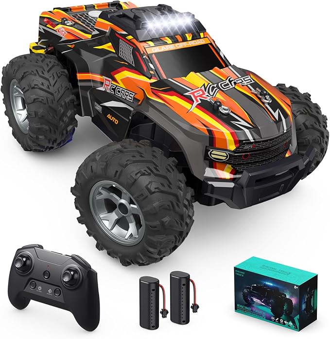 Remote Control Car for boys 1:16 Scale All Terrain RC CarsHigh Speed 25Km/h Fast Car with Colorful Led Light and spray 2x1300mAh Rechargeable Battery RC Truck Toy Car Gift for Teen Boys Girl Kids