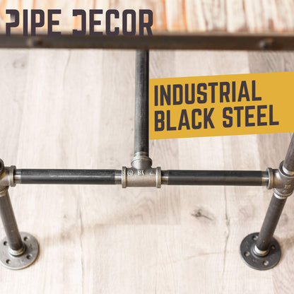 PIPE DECOR Industrial Kitchen Dining Table Base, 3/4 Inch Pipe, 30 Inch Height Rustic Metal Frame for Home Office, Basement, Study - Poker Design