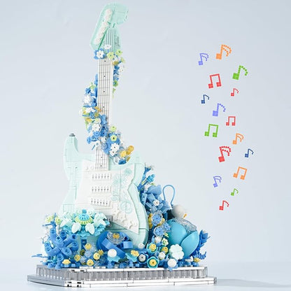 Flower Bouquet Guitar Building Blocks Set 1125PCS Music Instruments Guitar Bricks Set Gifts for Adults and Kids (bass)