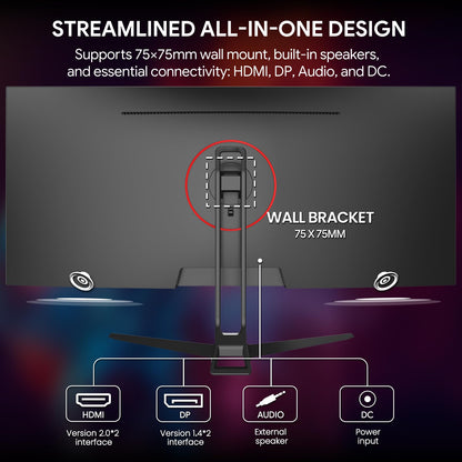 CRUA 34'' Gaming Monitor 165Hz/144Hz, UWQHD 3440x1440P IPS Ultrawide Screen Computer Monitors with Built-in Speakers, Supports FreeSync, 120% sRGB, PIP/PBP, HDMI2.0 & DP1.4, Wall Mount&Tilt Adjustable