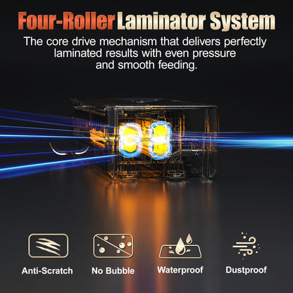 13" 4-Roller Commercial Laminator Machine, Fast 55s Warm-Up&1000mm/min Laminating Speed for Laminating 11x17&A3 Size,Includes 30 Sheets for Office,School(White)
