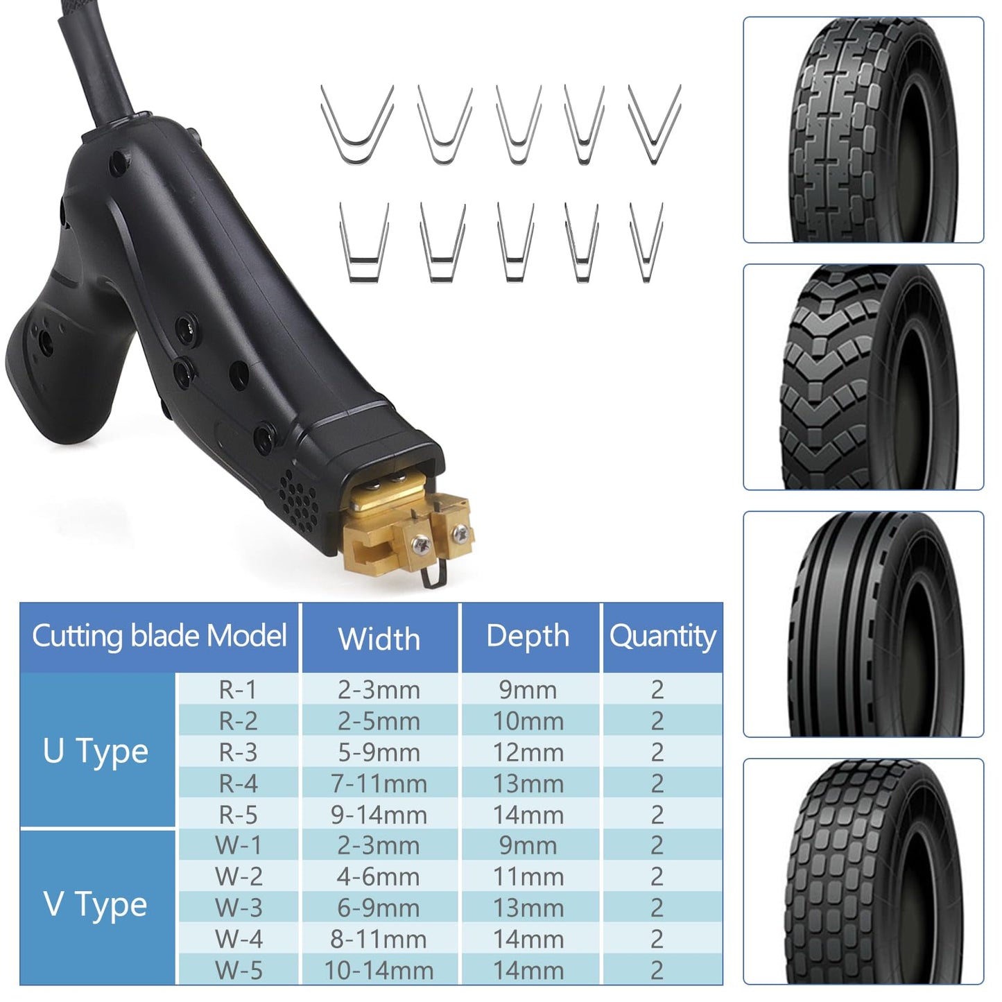 Oztwel Tire Groover Machine, 1000W Rubber Tire Regroover Machine, Tire Grooving Tool, Professional Tire Groover with 20 pcs U/V-Shaped Blades for Rubber and Tires 110V