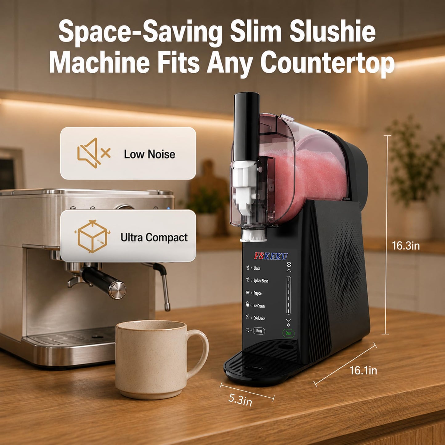 85oz Slushy Maker Machine for Home, Slushie Machines No Ice Needed Countertop with 5 Presets, Auto-Clean, Frozen Margaritas, Cocktails, Frappés, Smoothies, Milkshakes Summer Parties Gifts