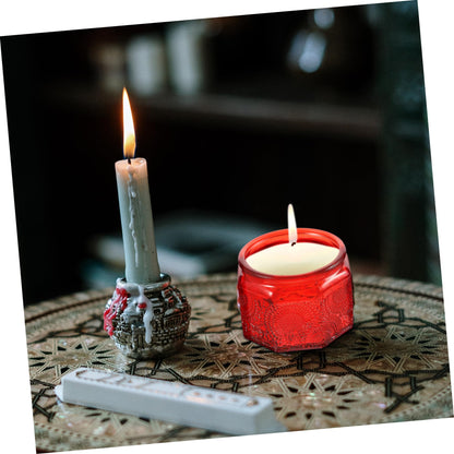 jojofuny 14pcs Glass Candle Containers Lids Embossed Jar Lids for Modern Decor Reusable Storage Can for Candle Making for DIY Gifts