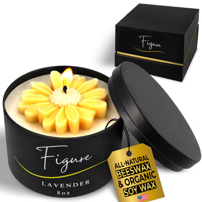 Yellow Daisy Scented Candle – Lavender Aromatherapy | Hand-Poured in USA | All Natural for Women & Men | Organic Soy & Beeswax Blend | 100% Beeswax Wick | Gift-Ready Candle for Relaxation