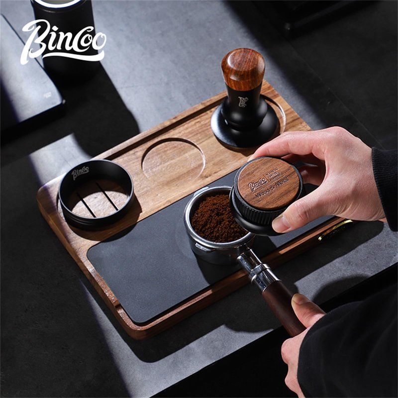 Bincoo Wood Espresso Tamping Station for 51 53 54 58mm Espresso Tools,Tampere Holder Station with Multi-Slot for Home Coffee Bar,Tamping Mat for Counter(WOOD)