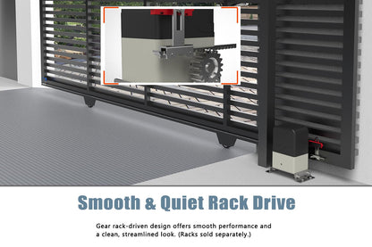 Blütezeit Automatic Sliding Gate Opener 900lbs with 2 Remote Controls, Rack Driven Electric Slide Gate Motor for Driveway Fence Rolling Gates with Complete Hardware Kits (Racks NOT Included)