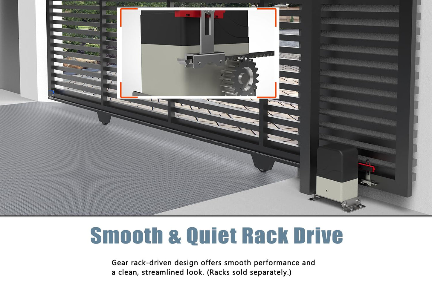 Blütezeit MJ-300 Sliding Gate Opener + 13.12ft Steel Gear Racks – 900lb AC110V Motor with 130W Copper Drive & Heavy-Duty Rack Kit