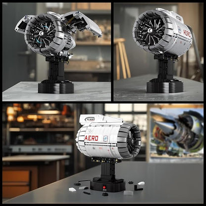 Reobrix Aircraft Turbofan Engine Building Sets Engine Model Kit that Works Mechanical Engineering Building Blocks with Motor 1813 Pcs STEM Airplane Engine Model Building Kits for 14+ (No.33019)