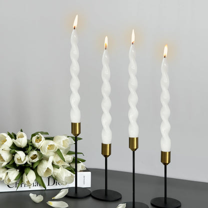 Spiral Taper Candle Long Candlesticks 10 INCH White Tapered Candles Unscented Twisted Candlestick Smokeless Candle Stick for Home Décor Weddings Festive Holiday