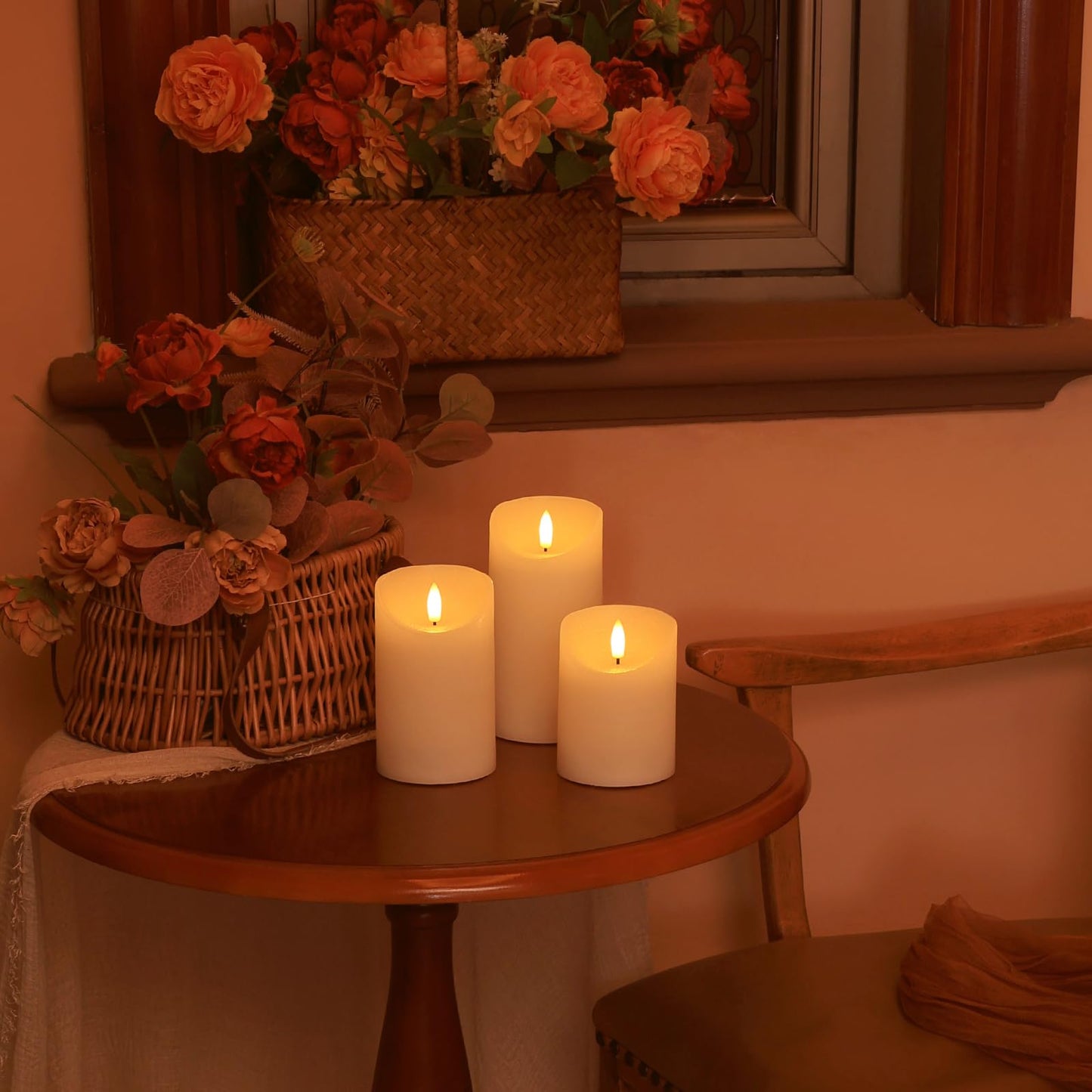 SNUGBLAKI Flameless Candles with Remote, Real Wax Battery Operated Candles with Timer, 3D Wick Ivory Fake LED Candles for Christmas Gifts Home Decor Party Wedding, D3 x H4/5"/6", Set of 3