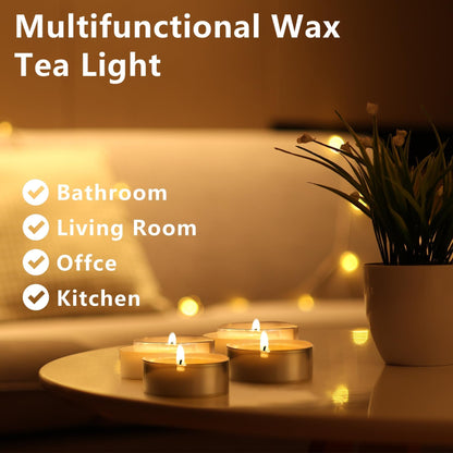 Unscented Tea Light Candles,OVESTB 2 Boxes Fully Burns Tealight Candles Unscented Smokeless Bright Flame Tealights for Home,Sabbath, Weddings,Christmas & Halloween Decor