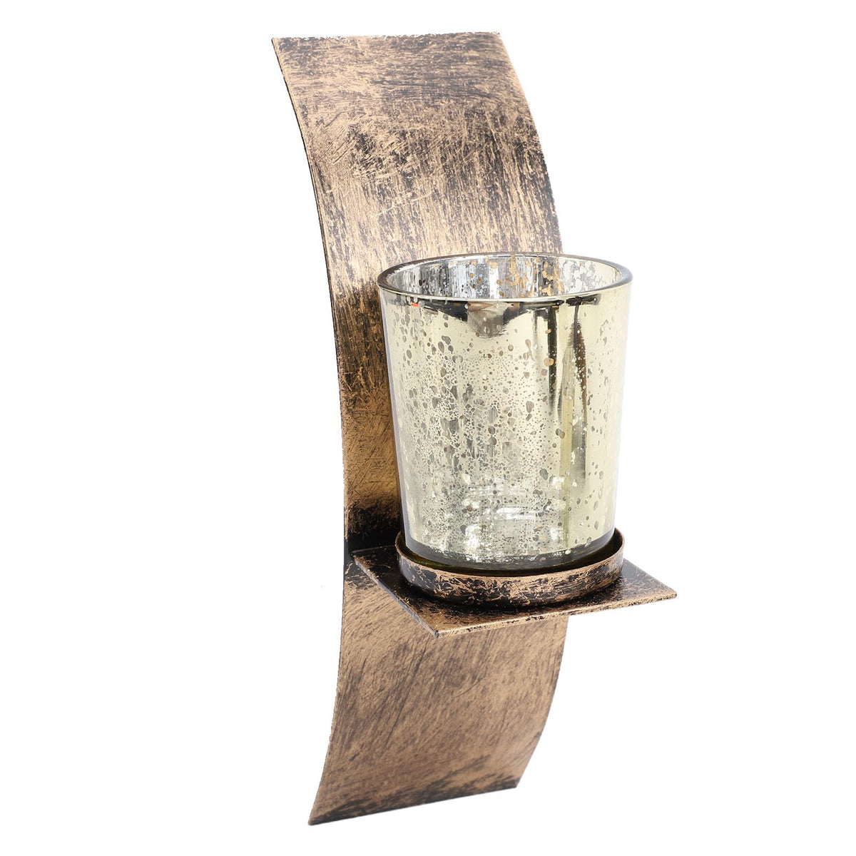 AMONIDA Rustic Wall Candle Holder, Vintage Bronze Iron Wall Mounted Tealight Sconce, Candle Sconce with Transparent Glass Cup, Ideal for Bedroom, Bathroom, Entryway, Hallway &