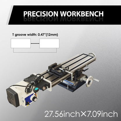 LGXEnzhuo 1300W Milling Drilling Machine R8 Taper Drilling Milling Lathe 50-2250RPM Brushless Motor with 27.5" x 7" Workbench for DIY/Metal/Wood Working 110V