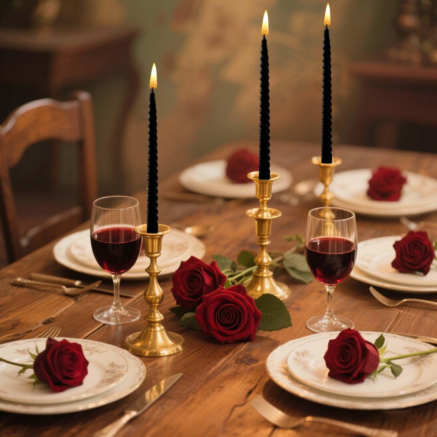 10 inch Black Spiral Taper Candles Set of 4 Pack Tapered Candle, Tall Candlesticks,for Dinner Party Wedding, Holiday Spring,Home Decor,Kitchen Decor (4, Black, 10inch)