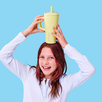 BrüMate Era 20 oz Tumbler with Handle and Straw | 100% Leakproof Insulated Tumbler with Lid and Straw | Made of Stainless Steel | Cup Holder Friendly Base | 20oz (Blue Agave)