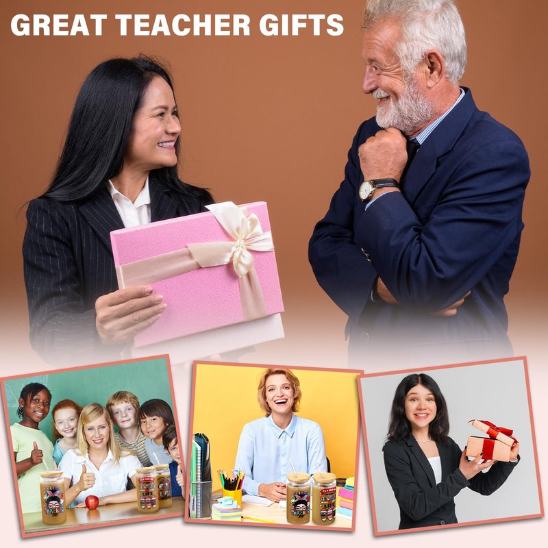 Uiifan 6 Pack 2026 Graduation Glass Cup Teacher Appreciation Gifts Bulk with Lids and Straws 16oz Drinking Drinkware Glasses Coffee Mugs Female Graduate Presents for Teacher