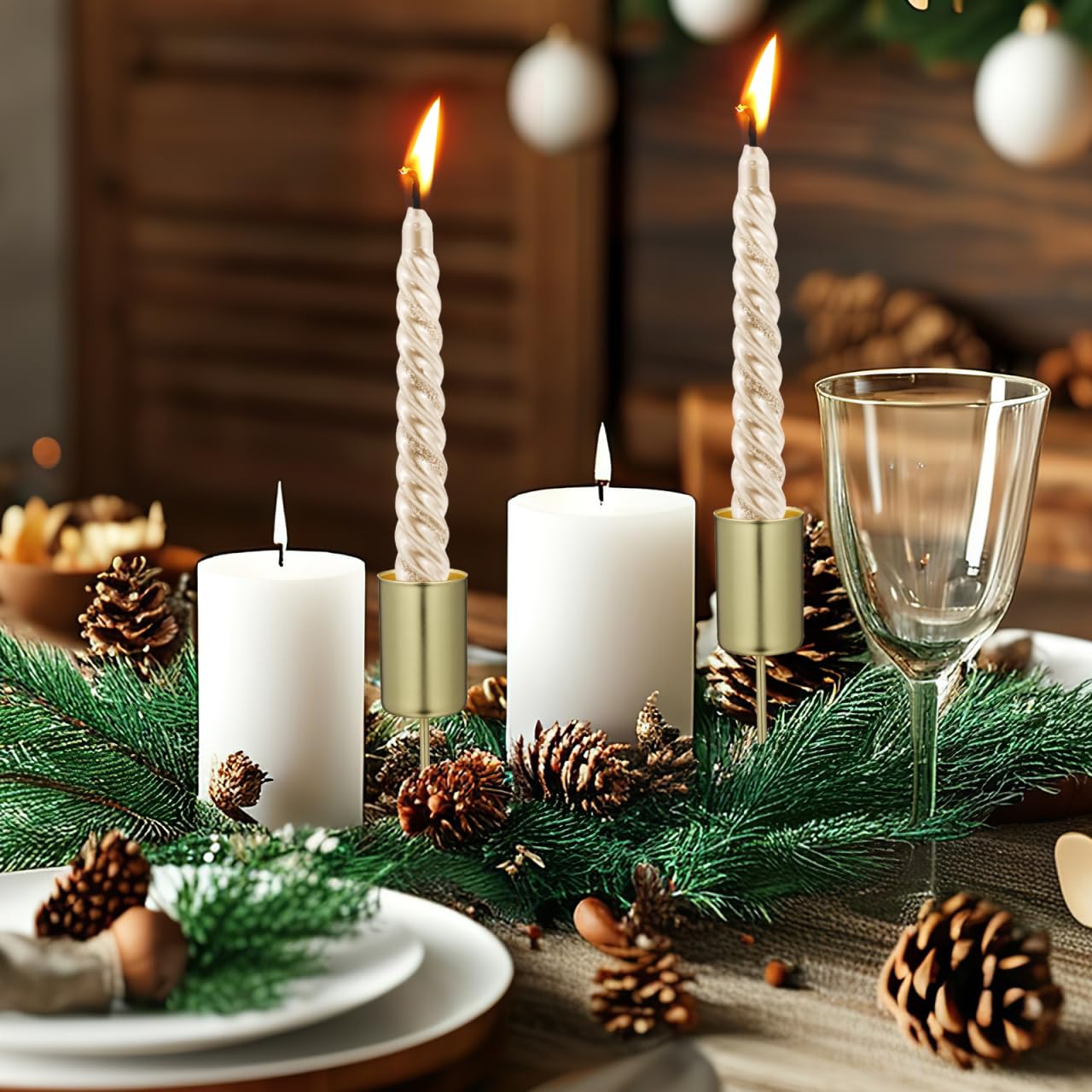 VOSAREA 5pcs Candle Holder Stakes Candlestick Liners Inserts Cups Wreaths Candle Stand with Spike for Pillar Tealight Wedding Flower Arrangement for Christmas Table Decor