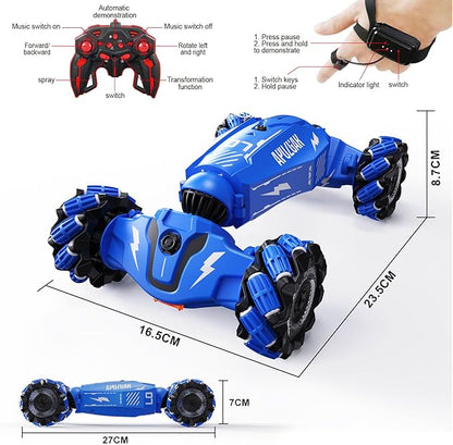 Upgraded Hand Gesture Sensing RC Stunt Car with Lights Music Spray Drift Gesture RC Car 360° Spins All Terrains Hand Controlled Truck Toys for 6 7 8 9 10 Year Old Boys