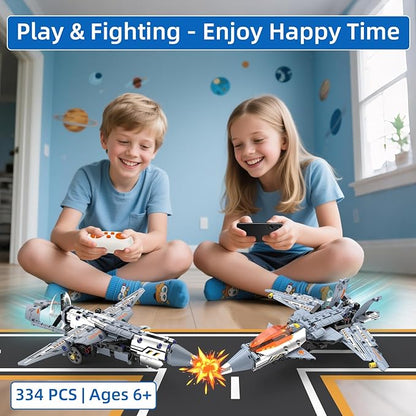 5 in 1 STEM RC Robot Building Kit Fighter Jet Airplane Building Set with APP &amp 2.4GHz Remote Control Technic Transformable Fighter Plane Toys for Kids Boys Age 6 7 8 9 10 11 12+ Birthday Gifts