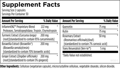 Designs for Health Inflammatone - Turmeric Supplements with Proteolytic Enzymes, Boswellia, Quercetin & Resveratrol (60 Capsules)