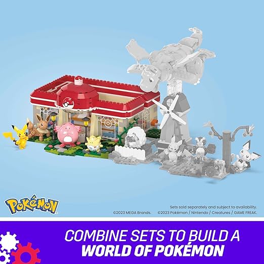 MEGA Pokemon Action Figure Building Toys Forest Pokemon Center with 648 Pieces 4 Poseable Characters Gift Idea for Kids