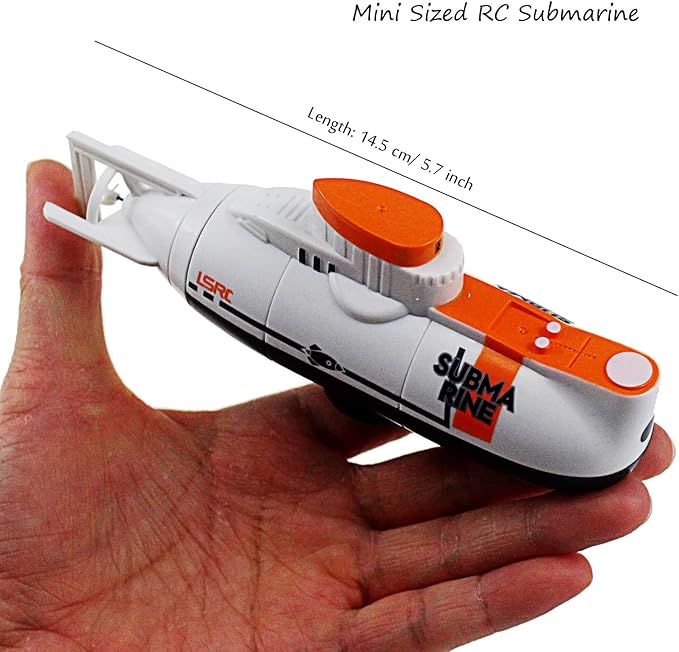 Tipmant RC Submarine Toy Remote Control Boat Underwater Diving Waterproof for Fish Water Tank Kids Birthday Gift (White)
