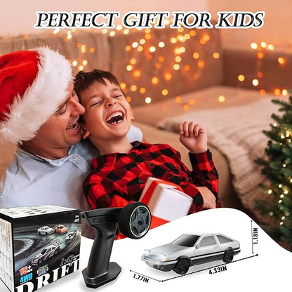 1/43 Mini RC Drift Car with Gyroscope 2.4GHz 4WD Full Proportional High Speed Micro Hobby RC Cars with Lights Racing Tires Fast Small Remote Control Car Toy Model Gift for Adults Kids Boys Girls