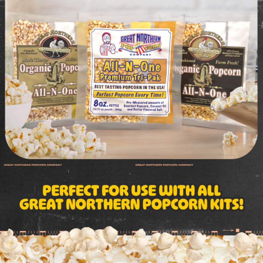 Matinee Popcorn Machine with Cart - 8oz Popper with Stainless-Steel Kettle, Warming Light, and Accessories by Great Northern Popcorn (Red)