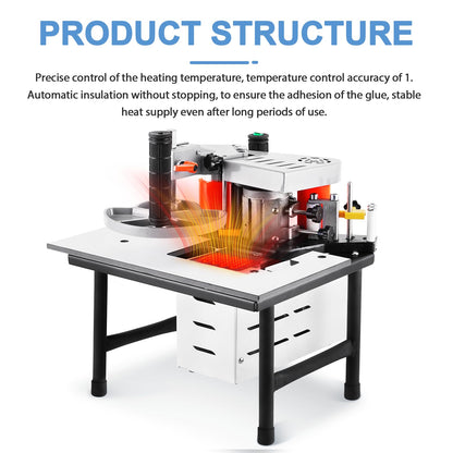 MSfullsea Woodworking Edge Bander Banding Machine Portable Edge Bander Curve Straight Edge Banding Machine Adjustable Speed 5-10m/min 110V