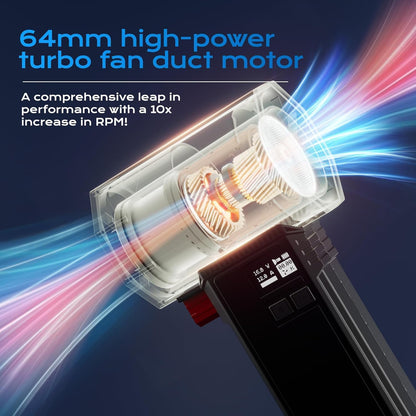 Car Dryer Air Blower & Oversize Turbo Dryer for Cars | 750W 3.6LB Thrust Cordless | 64mm Turbo Fan for Wheels, Snow, Golf | Handheld Leaf Blower (Deep Black)